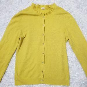 Yellow/Lime Green Button Sweater Cardigan | J.Crew